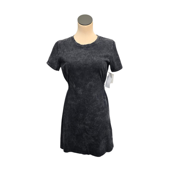 Cloth By Design Dress Womens Small Black Acid Wash T Shirt‎ Mini Ruched Casual - Picture 1 of 10